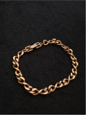 VTG 80s Givenchy Paris NY Gold-Tone Flat Curb Link Bracelet